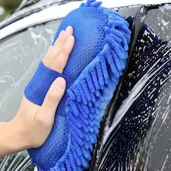 Щетка для чистки автомобиля Инструменты для чистки Микрофибра Губка для мойки автомобиля Чистящее полотенце для мытья автомобиля Перчатки для авто Аксессуары для мойки автомобиля синий