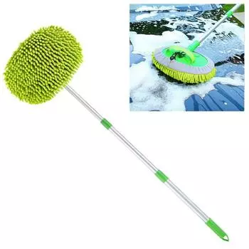 Щетка для чистки автомобиля, регулируемая супервпитывающая щетка для мойки автомобиля, телескопическая швабра с длинной ручкой, авто зелёный