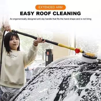 Щетка для чистки автомобиля, щетка для мытья автомобиля, автоматическая вращающаяся щетка с длинной ручкой, регулируемая вращающаяся щетка для распыления пены, автомобильные аксессуары