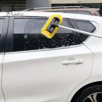 Щетка для чистки автомобиля со съемной ручкой. Мягкая щетина. Плотное соединение. Переключатель включения/выключения. Щетка для чистки автомобиля без царапин. жёлтый