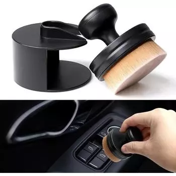 Щетка для чистки автомобиля, внутренний воздухозаборник, мягкие меховые щетки для деталей, щетка для автомобильных шин с уплотнительным чехлом для полировки шин, воска, ухода за автомобилем чёрный