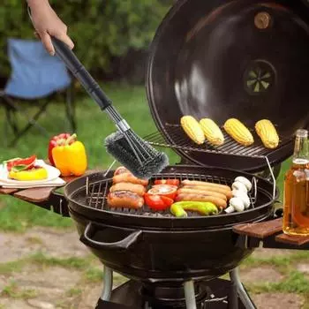 Щетка для чистки барбекю с длинной ручкой, проволока из нержавеющей стали, термостойкая щетка для гриля для гриля на открытом воздухе, аксессуары для гриля A