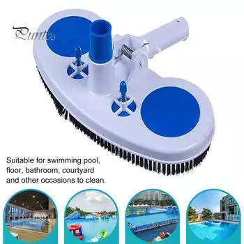 Щетка для чистки бассейна с редукционным клапаном давления воздуха, пружинным фиксатором, щетиной по всему периметру, скребком для чистки белый