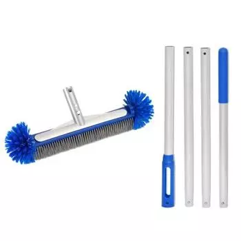 Щетка для чистки бассейна Угловая чистящая насадка с ручкой Широкая щеточная головка с полусферической щетиной для плитки стен бассейна