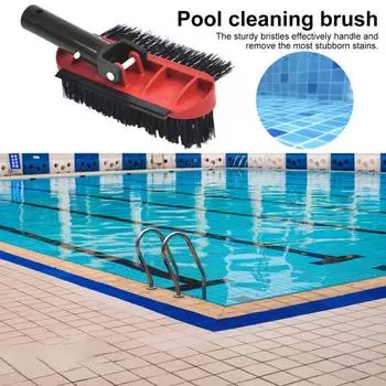 Щетка для чистки бассейна Жесткая и густая щетина Поворотная ручка Очистка стен бассейна на 270 градусов Ступеньки Щетки для ручного скраба Очиститель спа-ванны для ванной комнаты красный