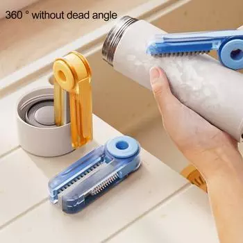 Щетка для чистки чашек 4-в-1. Складная губка с длинной ручкой. Жесткая щетина. Многофункциональная детская бутылочка. синий