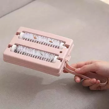 Щетка для чистки дивана с двойным роликом, Щетка для чистки ковров, Щетка для чистки ковров, Многофункциональная щетка для удаления пыли с домашних животных Without Handle розовый