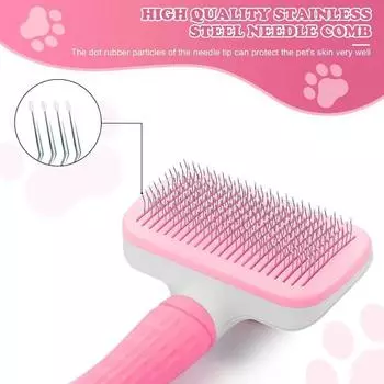 Щетка для чистки домашних животных, пуходерка с кнопкой пуска, щетка для чистки домашних животных, щетка для ванны, для ухода за шерстью, удаления распущенных волос, массаж серый
