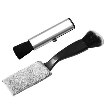 Щетка для чистки гитарных ладов, щетка для удаления пыли, щетка для чистки гитары с двойной головкой, щетка для чистки пыли в виде скользящей палочки, 2 шт. + (черный) чёрный