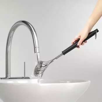 Щетка для чистки гриля-барбекю Yousheng 3-в-1 с широким скребком, нескользящая ручка, без щетины, термостойкая щетка для барбекю, аксессуары для гриля чёрный