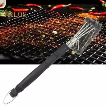 Щетка для чистки гриля с подвесной петлей, нержавеющая, устойчивая к коррозии, эффективная щетка для чистки гриля, аксессуары для барбекю чёрный