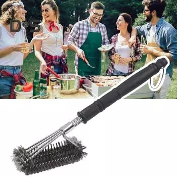 Щетка для чистки гриля с подвесной петлей, нержавеющая, устойчивая к коррозии, эффективная щетка для чистки гриля, аксессуары для барбекю чёрный