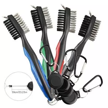 Щетка для чистки канавок для гольф-клюшек, 2 фута, выдвижной алюминиевый карабин, легкий, стильный, легко крепится к сумке для гольфа, новый