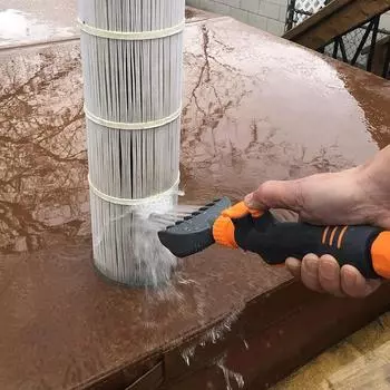 Щетка для чистки картриджного фильтра бассейна, эффективная очистка, инструмент для насадки на шланг для чистки фильтра джакузи, очиститель бассейна серый