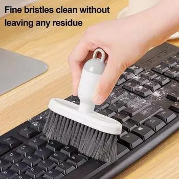 Щетка для чистки клавиатуры, высокая эластичность, не повреждает тонкие щетинки, щетка для клавиатуры с двумя насадками белый