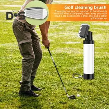 Щетка для чистки клюшек для гольфа, щетка для воды для гольфа с фиксатором и бутылкой для воды на 150 мл, инструмент для чистки головки клюшки для гольфа, инструмент для игроков в гольф A чёрный