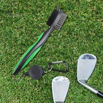 Щетка для чистки клюшек для гольфа с карабином, нейлоновая щетина, многоразовый портативный инструмент для чистки принадлежностей для гольфа оранжевый
