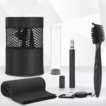 Щетка для чистки клюшек для гольфа, очиститель клюшек, аксессуары для гольфа, комплект для занятий спортом на открытом воздухе чёрный