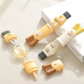 Щетка для чистки крышек чашек 5 в 1, вспомогательная щетка для чистки отверстий для лезвий в кухонной машине, специальная щетка для чашек, бытовые креативные инструменты для чистки детских бутылочек жёлтый