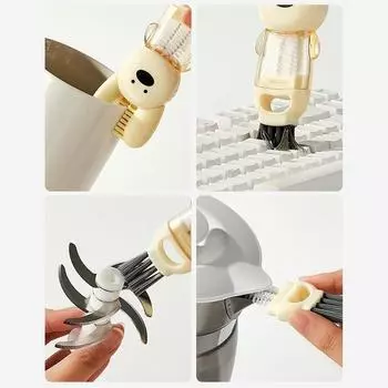 Щетка для чистки крышек для чашек 4 в 1, портативная многофункциональная щетка для чистки крышек для бутылок, щетка для чистки щелей и стаканов для бутылок с водой розовый