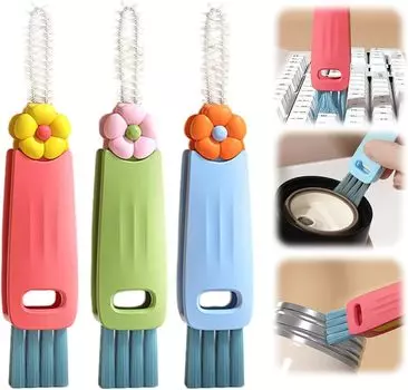 Щетка для чистки крышки 3 в 1, щетка для чистки щелей для бутылок, чашка для тесных пространств, многофункциональная щетка для чистки, портативная чашка 3pcs