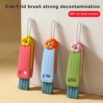 Щетка для чистки крышки чашки 3-в-1, дизайн в форме цветка, щелевая щетка, устойчивый к высоким температурам, многофункциональный чистящий инструмент с отверстием для подвешивания