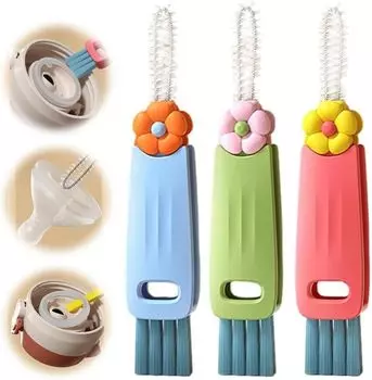 Щетка для чистки крышки чашки 3 в 1, новый многофункциональный набор чистящих щеток 2024 года, портативная щетка для чистки щелей для чашек с ограниченным пространством для бутылок