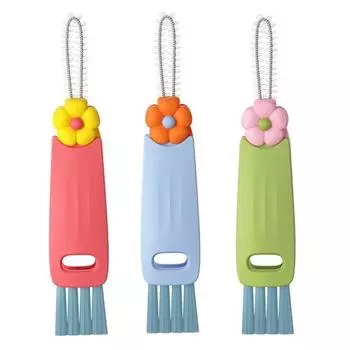 Щетка для чистки крышки чашки 3-в-1, дизайн в форме цветка, щелевая щетка, устойчивый к высоким температурам, многофункциональный чистящий инструмент с отверстием для подвешивания небесно-голубой