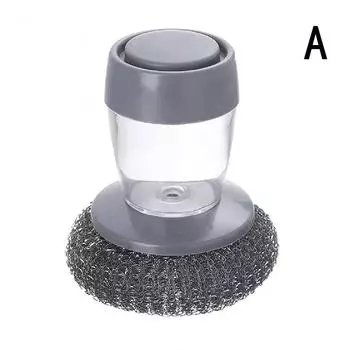 Щетка для чистки кухни 2 в 1, щетка для чистки со съемной щеткой, губкой, дозатором, щеткой для мытья посуды, кухонные принадлежности A