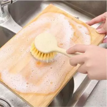 Щетка для чистки кухни и мытья посуды, которую можно повесить, безмасляная щетка для мытья посуды с длинной ручкой, щетка для чистки плиты, щетка для чистки кастрюль из пшеничной соломы бежевый