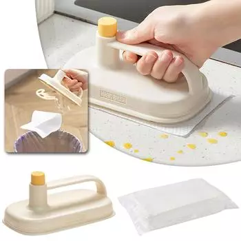 Щетка для чистки кухни, Щетка для чистки туалета в ванной комнате с ручкой, Гаджеты для чистки кухни со сменными салфетками 50 шт. One Size бежевый