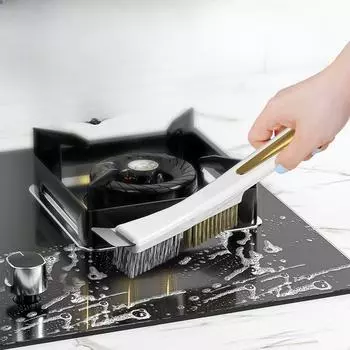 Щетка для чистки кухонной газовой плиты, многофункциональная, для чистки щелей, для дезинфекции, маленькая щетка, проволочная щетка, длинная ручка 2 set жемчужина белый