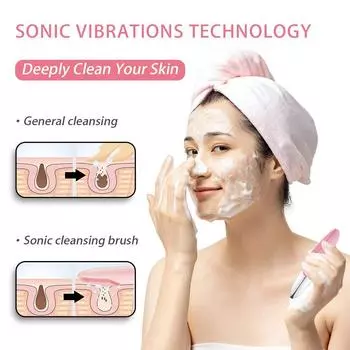 Щетка для чистки лица Ультразвуковой очиститель лица Электрический скраббер для лица Вибрационные массажеры для лица Очищение лица Удаление черных точек розовый