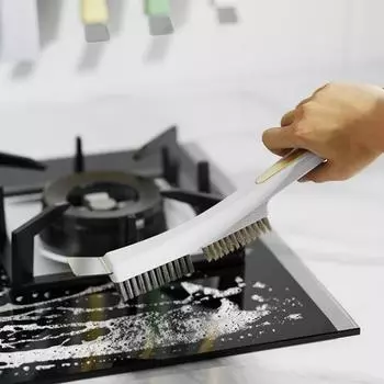 Щетка для чистки масла для кухонной плиты, эргономичная ручка 3-в-1, многофункциональная щетка для чистки, аксессуары для дома белый