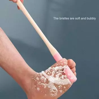 Щетка для чистки ног, отшелушивающая головка против зуда, мягкая щетина, длинная ручка, щетка для глубокой очистки пальцев ног, простая в использовании и чистке ног A розовый