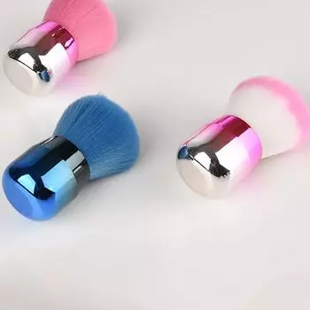 Щетка для чистки ногтей Кисть для макияжа с металлической ручкой Кисть для чистки геля от пыли Кисть для снятия пудры с ногтей