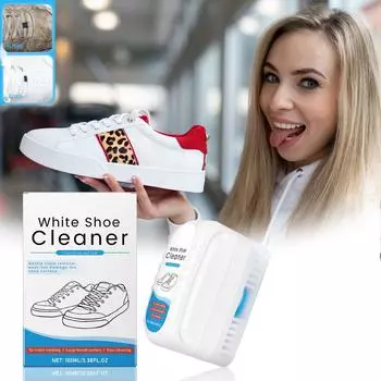 Щетка для чистки обуви, многофункциональное чистящее средство для дезинфекции обуви, портативное, подходит для всех видов обуви, не повреждая обувь, 100 мл One Size белый