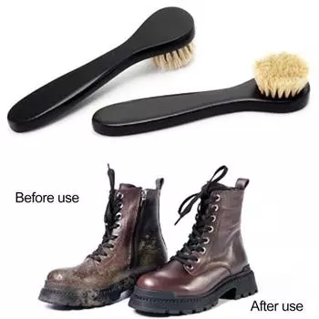 Щетка для чистки обуви с мягкой и тонкой щетиной Длинная деревянная ручка Щетка для чистки закругленной головки Кожаная обувь Кроссовки Стелька Носки Стирка белья