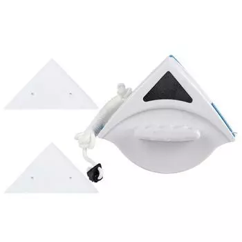 Щетка для чистки окон, магнитная щетка для стеклоочистителей. Двусторонняя щетка для мытья окон. Инструмент для чистки стекол. Стеклоочиститель, для дома. Высотное здание для офиса. Glass cleaner синий/белый