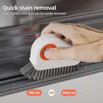 Щетка для чистки оконных пазов 2 в 1, инструмент для чистки дверных пазов, щетки для чистки зазоров в полу и направляющих раздвижных дверей, бытовой очиститель серый