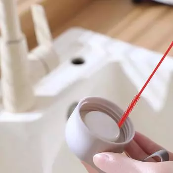 Щетка для чистки отверстий и зазоров Щетка для чистки соломинок Силиконовая щетка для сосок-пустышек Мягкая головка Ручной очиститель для питьевых соломинок красный