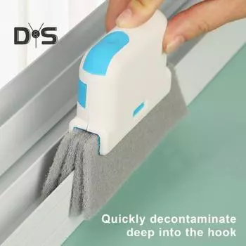 Щетка для чистки пазов 3-в-1, инструмент для очистки направляющих для раздвижных дверей, окон, портативная щетка для чистки щелей, эргономичная ручка, очиститель затирки A серый