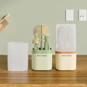 Щетка для чистки с длинной ручкой, портативный набор инструментов для чистки, силиконовая щетка для чистки детских бутылочек, вращающаяся на 360 градусов сушилка оранжевый