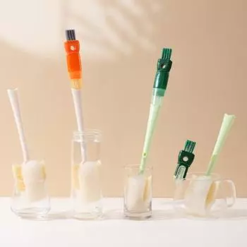 Щетка для чистки с отверстием для подвешивания 5 в 1 Многофункциональная щетка для чашек зелёный