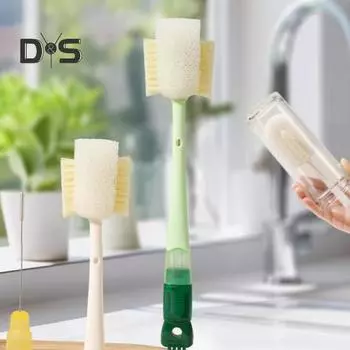Щетка для чистки с отверстием для подвешивания 5 в 1 Многофункциональная щетка для чашек Складная бытовая губка для чистки Скруббер флуоресцентный зеленый