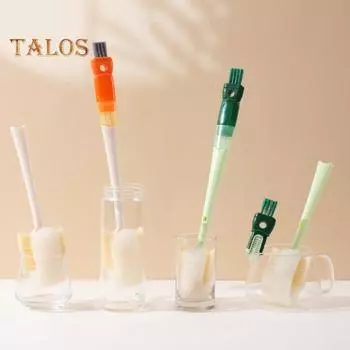 Щетка для чистки с отверстием для подвешивания 5 в 1 Многофункциональная щетка для чашек Складная бытовая губка для чистки Скруббер флуоресцентный зеленый