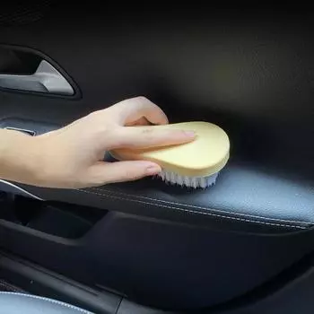 Щетка для чистки салона автомобиля, практичная мягкая щетка для чистки сидений, щетка для внутреннего потолка, небольшой инструмент для чистки 11.5cm5.5cm4.5cm бежевый