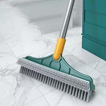 Щетка для чистки щелей с длинной ручкой и жесткой щетиной, треугольная щетка для пола, щетка для чистки щелей в ванной комнате, щетка для чистки щелей, щетка для чистки пола зелёный