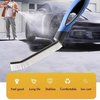 Щетка для чистки щелей с жесткой щетиной и нескользящей ручкой Широко используемая многофункциональная щетка для чистки зазоров Автомобильный очиститель оконных зазоров синий