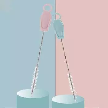 Щетка для чистки соломы Компактная экологически чистая щетка для чистки труб из нержавеющей стали для дома синий